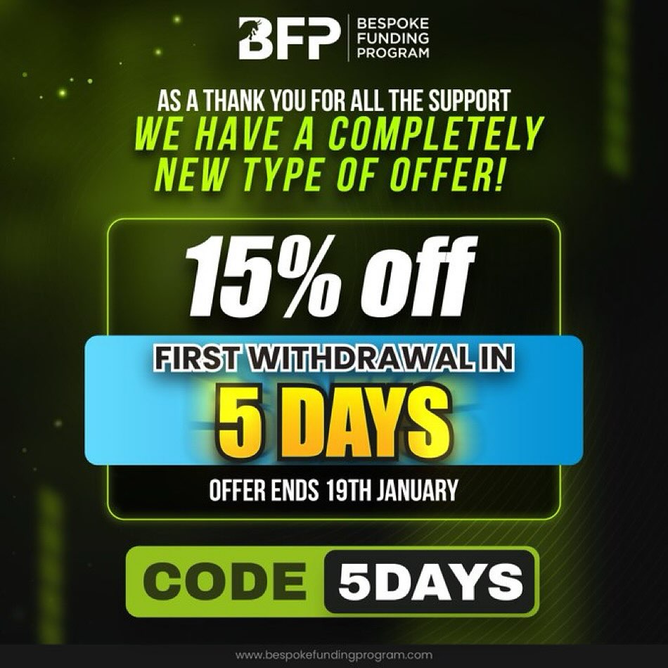 Bespoke funding 15 percent discount offer - new type of offer