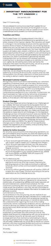 The funded trader official announcement for the tft kingdom
